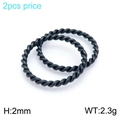 Set of two minimalist black twisted rope rings in durable stainless steel 2mm width - US 7