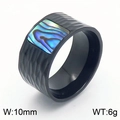Anello uomo 10mm in acciaio nero martellato con intarsio in conchiglia di abalone iridescente - US 7 / Colore Nero (KR110051-GC)