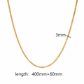 Detailed view of a 3mm wide gold-plated stainless steel chain with length specifications - Textured Link Chain (TN3018) / Gold
