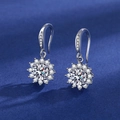 Sparkling S925 sterling silver snowflake earrings with round clear zircon stones - Sunflower 1-carat Earrings Led-66