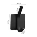 Matte black 304 stainless steel adhesive wall hook with square base design - Square Double Hook [Black]