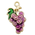 Cute purple grape alloy pendant with green leaf and golden border for DIY jewelry - Purple Grape