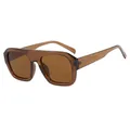 Oversized retro square sunglasses in translucent tea brown finish with matching tinted lenses - Dark Tea Frame Tea Lens
