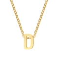 Golden titanium steel necklace featuring a polished letter D pendant on cross chain - Letter D / Gold