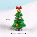 Miniature green Christmas tree figurine with red bow and gold bell ornament, 4.5cm height - Bright Yellow Style 3 Christmas Tree