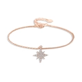 Bracciale a catena in argento S925 con ciondolo a stella in oro rosa e zirconi bianchi lucidi - Argento 925 / Oro rosa