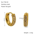 Vergoldete Edelstahl Huggie Creolen mit zweireihigem Strassbesatz für Damen - Goldene zweireihige Strass-Creolen - 13.5mm(ZE1746G-02)