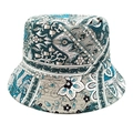 Détail du bob à motif paisley avec coutures renforcées sur le bord du chapeau - M (56-58cm) / Bleu lac