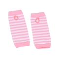 Pink and white striped knit arm warmers with thumb holes for women and children - One Size / Pink And White Striped (5)