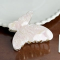 Pince à cheveux papillon en acétate marbré rose et blanc avec ressort métallique - Rose Clair