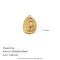 18K gold plated stainless steel sun oval pendant with spiral texture and 39.3mm size - Conch Fossil Pendant (Gold)