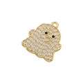 Pendentif fantôme doré mignon avec zircons brillants pour création de bijoux DIY - Or Zircone Blanche