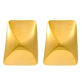 Elegant gold geometric earrings featuring a unique folded metal rectangular design - Folded Square Style (7288)