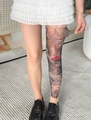 Collant transparent avec motif de dragon oriental et design de tatouage traditionnel - Collant en Soie Guipée avec Gousset / Tatouage Dragon d'Azur