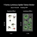 Luminous spider web temporary tattoo stickers Y-164 showing day and night glow effect - Style Y-164