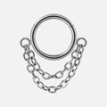Silver stainless steel nose ring hoop featuring a triple vertical chain drop design - Style 4 / 1.2x8mm / Steel