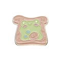 Cute cartoon frog toast enamel pin with gold finish and vibrant pastel colors - XZ8537-Frog Toast