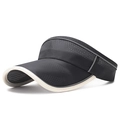 Black sports sun visor with breathable mesh fabric and reflective strip trim - Adjustable / Dark Gray