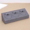 Three-slot dark grey microfiber jewelry display stand for rings and pendants - Earring Display Stand / Gray