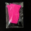 Neon pink wide mesh fishnet fingerless gloves in elastic knit for punk style - Simple Packaging / Rose Red