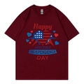 Burgundy Independence Day t-shirt featuring 4th of July star and heart graphic - XS / Burgundy 4th July Heart Style