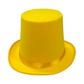 Classic bright yellow felt top hat for stage performance with a matching satin ribbon - Tall Top Hat / 16.5cm Height - One Size / Yellow