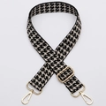 Adjustable black and white houndstooth bag strap with premium gold metal swivel hooks - No. 340 Gold Hook