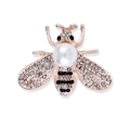 Elegant bee brooch with large white pearl and crystals in rose gold finish - Rose Gold/White Pearl