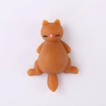 Cute sitting orange cat squishy stress relief toy with soft texture and closed eyes - Naughty Brown Cat