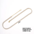 Detail view of gold tennis necklace with white cubic zirconia measuring 0.4cm in width - 45cm Length (N00275JBZ18) / Gold