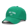 Casquette de baseball en coton vert avec broderie New York blanche et visière - Vert