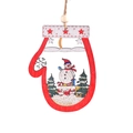 Christmas wooden glove pendant with snowman and forest pattern in red finish - Standing Snowman