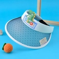 Sky blue kids sun visor with dinosaur patch featuring UV-sensitive color changing brim - Color Changing Dinosaur (1024) / White