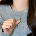 Silver bead chain necklace featuring a bright yellow star pendant with a sparkling zircon - Fresh Lively Pentagram Style (X2014) / Silver/Yellow Pentagram