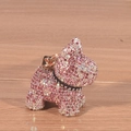 French Bulldog keychain with pink and silver rhinestones on a wooden background - Mixed Pink