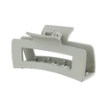Close-up of a matte grey rectangular claw clip featuring hollow design and metal spring - #12 Matte Light Grey