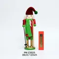 30cm wooden nutcracker skier with red jacket and skis, including gift box - Z3025-Skiing Soldier