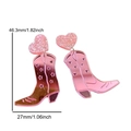 Western Cowboy-Stiefel Ohrringe aus Acryl in Rosa mit glitzerndem Herz und Abmessungen - Rosa Spiegel Gravierte Stiefel