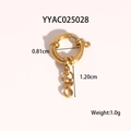 Detailed view of golden stainless steel spring ring clasp with size and weight specs - Spring Ring Clasp (YYAC025028)