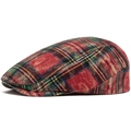 Boina plana clásica de cuadros rojos con lavado vintage y material de algodón suave - Ajustable (55-59cm) / Cuadros Rojo y Verde