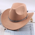 Camel felt western cowboy hat with rhinestone trim band on magazine backdrop - One Size 57-58cm / Four-Row Rhinestone Band / Camel