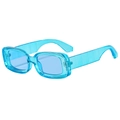 Fashionable rectangle sunglasses with transparent blue frame and matching lenses for women - Blue Frame / Blue Lens