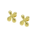 Detailed view of polished gold bubble earrings in a minimalist X-shape crossover design - Letter X (DE240728-X)