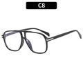 Classic black double-bridge aviator sunglasses with silver metal arrow accents - Black Frame Clear Lenses