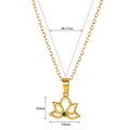 Elegant 18K gold lotus necklace with green zircon gemstone and size measurements - 6250/Lotus