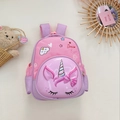 Pink and purple 3D unicorn kids backpack for girls with Dream Bigger print - Peach (Unicorn)