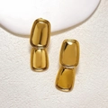 Polished gold square tag drop earrings made of titanium steel with a geometric design - Gold