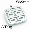 Zilveren roestvrijstalen Double Happiness hanger, 20mm breedte en 3g gewicht - 20mm / Staal kleur (KLJ6775-Z)