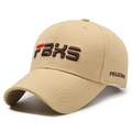 Khaki cotton baseball cap with 3D letter embroidery and a stylish curved brim - Deep Beige