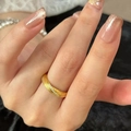 Vintage gold bamboo joint ring in s925 silver with brushed texture and zircon inlay - Brushed Pave